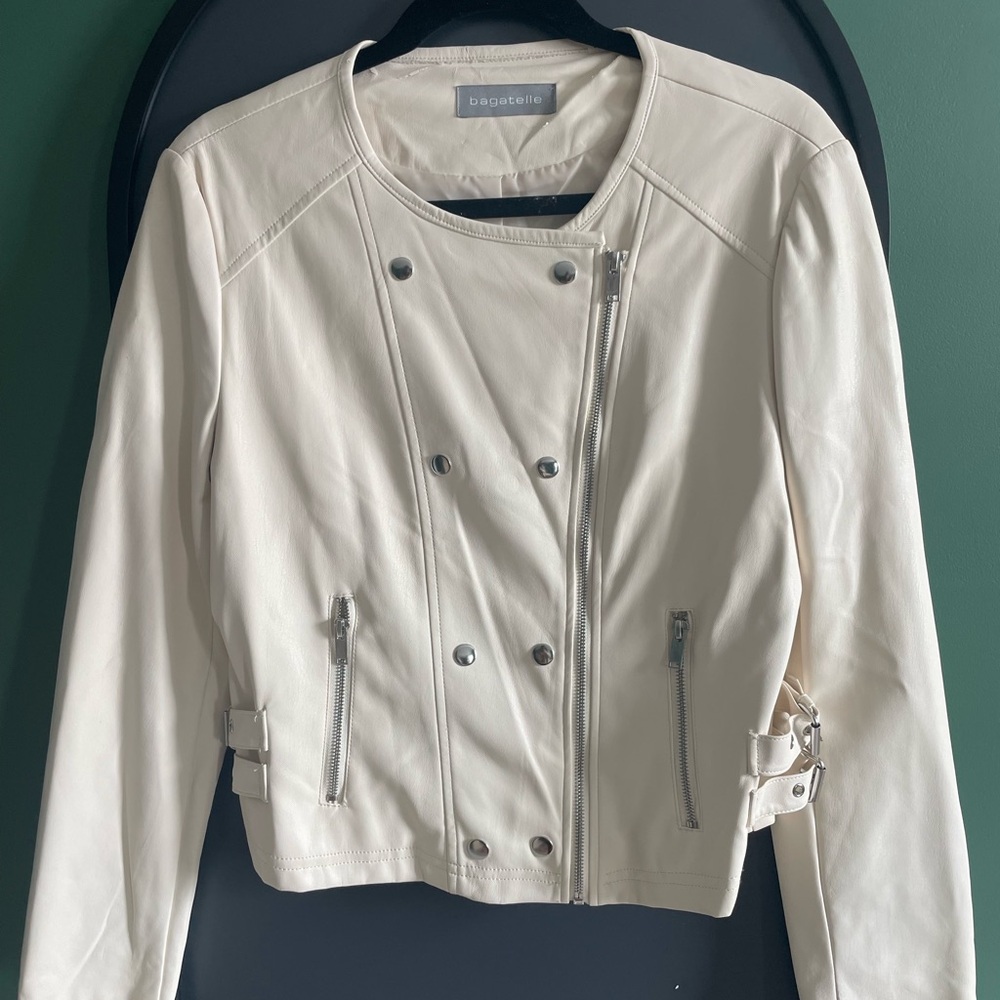 Bagatelle Women's Off-White Leather Jacket